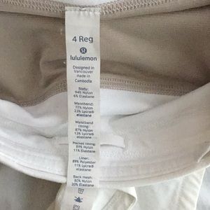 White size 4 Lululemon shorts